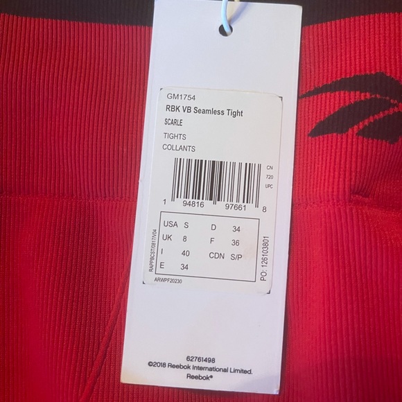 NWT Reebox X Victoria Beckhem Tight Leggings in Red S - Picture 9 of 11